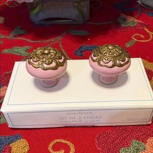 Pottery Barn Kids Pink and Gold/Brass Decorative Knobs